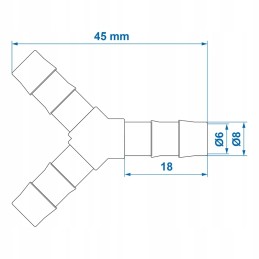 PVC water tee 8 mm 2 pcs