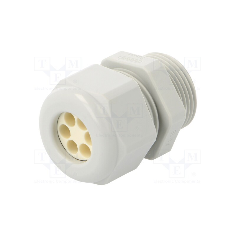 1 pcs x HUMMEL - 1.597.1604.00 - Cable gland, multi-hole, PG16, IP65, polyamide, grey, Holes no: 6