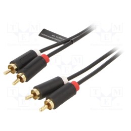 1 pcs x VENTION - BCMBF - Cable, RCA plug x2,both sides, 1m, Plating: gold-plated, black