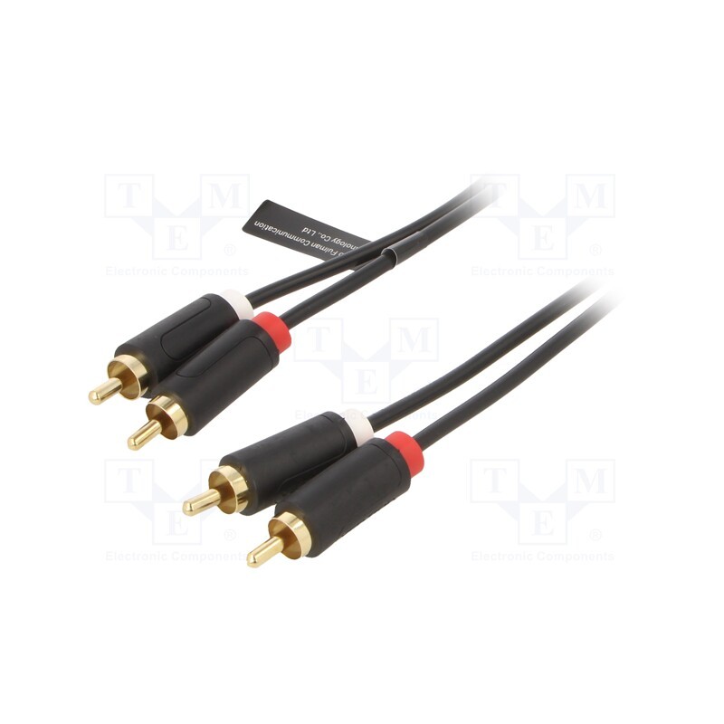 1 pcs x VENTION - BCMBF - Cable, RCA plug x2,both sides, 1m, Plating: gold-plated, black