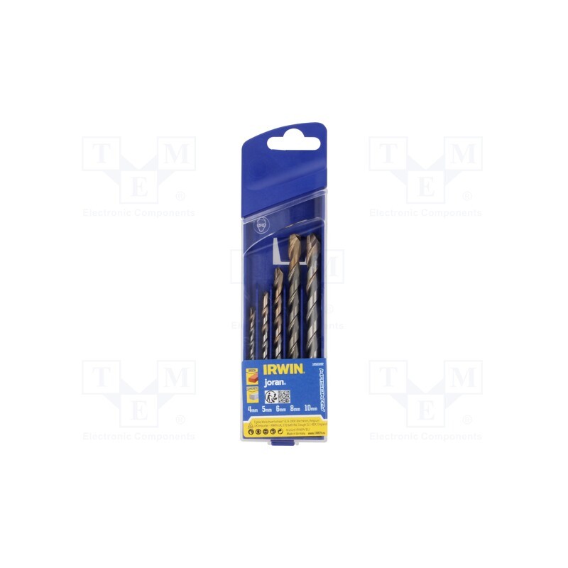 1 set x IRWIN - 10501892 - Drill set, for concrete, MASONRY, 4mm,5mm,6mm,8mm,10mm, 5pcs.