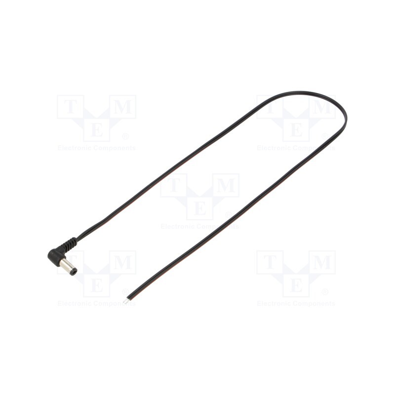 1 pcs x WEST POL - A25-TT-T035-050BK - Cable, 2x0.35mm2, wires,DC 5,5/2,5 plug, angled, black, 0.5m