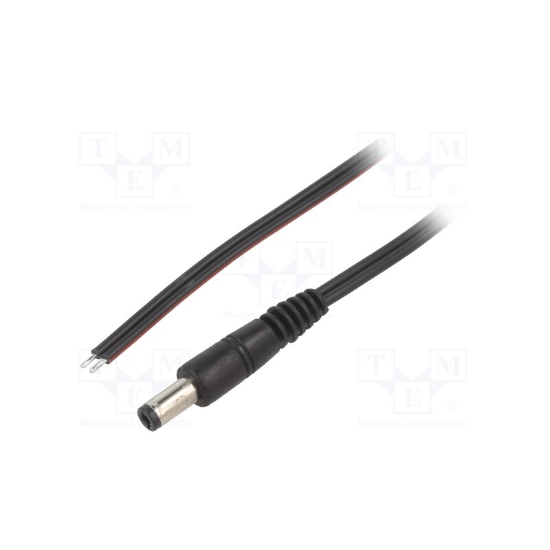 1 pcs x WEST POL - P25-TT-T075-050BK - Cable, 2x0.75mm2, wires,DC 5,5/2,5 plug, straight, black, 0.5m