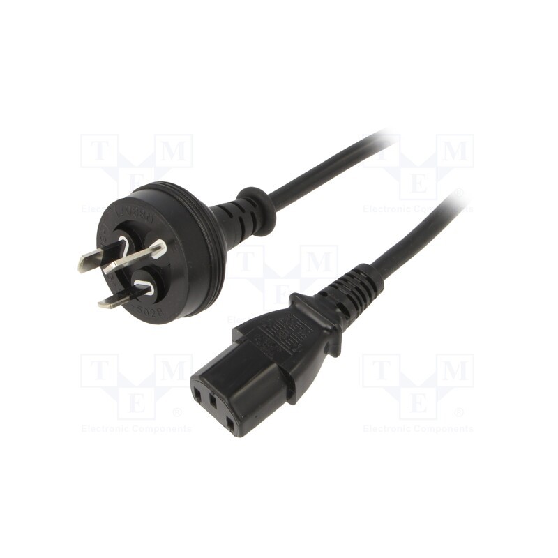 1 pcs x SUNNY - C13AU18 - Cable, 3G0.75mm2, AS/NZS 3112 (I) plug,IEC C13 female, PVC, 1.8m