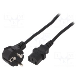 1 pcs x GEMBIRD - PC-186-VDE - Cable, 3x0.75mm2, CEE 7/7 (E/F) plug angled,IEC C13 female, PVC