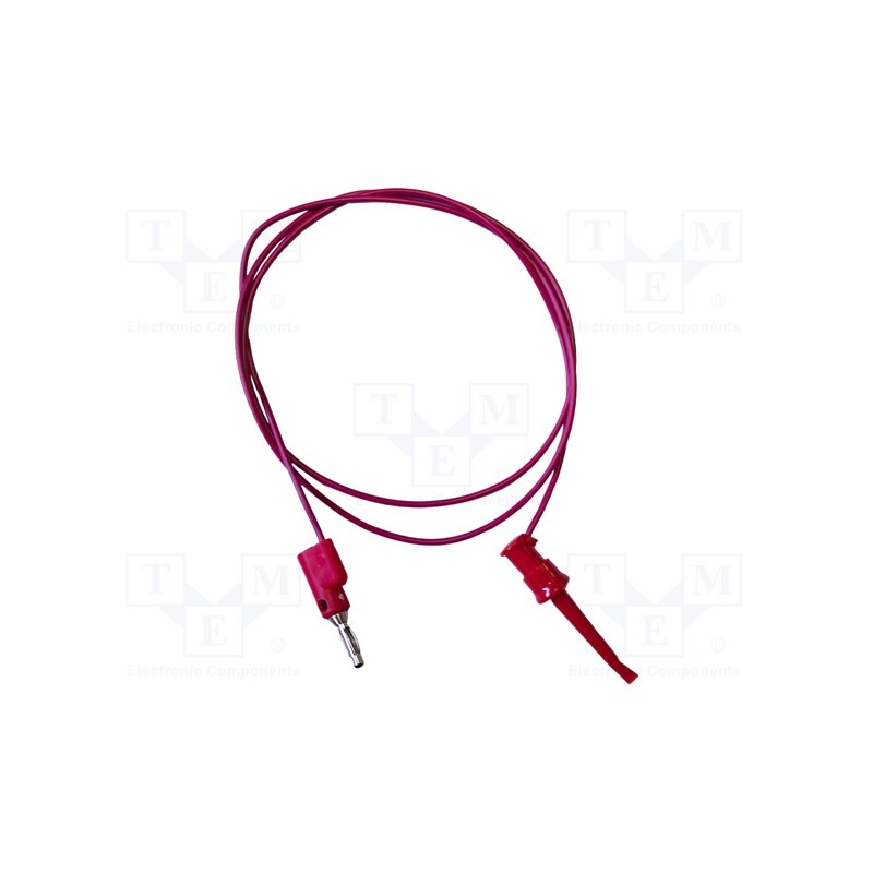 1 pcs x MUELLER ELECTRIC - BU-P3782-12-2 - Test lead, 5A, clip-on hook probe,banana plug 4mm, Len: 0.3m, red