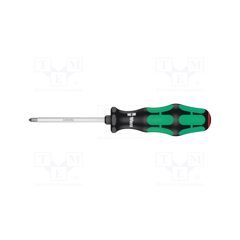 1 pcs x WERA - 5008751001 - Screwdriver, Phillips, PH1, Blade length: 80mm, Overall len: 178mm