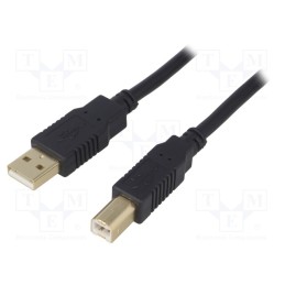 1 pcs x BQ CABLE - CAB-USB2AB/1.0G-BK - Cable, USB 2.0, USB A plug,USB B plug, gold-plated, 1m, black