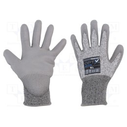 1 set x WONDER GRIP - 53708 - Protective gloves, Size: 9,L, grey, HPPE,polyester, Opty