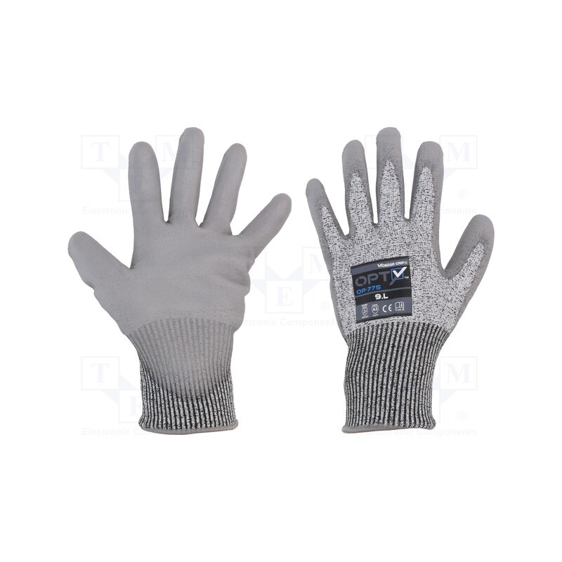 1 set x WONDER GRIP - 53708 - Protective gloves, Size: 9,L, grey, HPPE,polyester, Opty