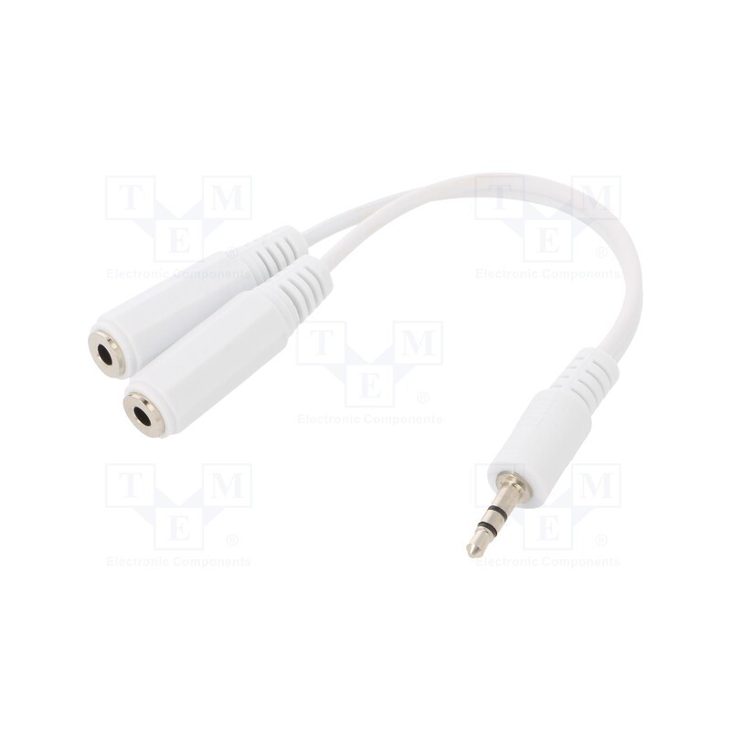 1 pcs x GEMBIRD - CCA-415W - Cable, Jack 3.5mm 3pin plug,Jack 3.5mm socket x2, 0.1m, white