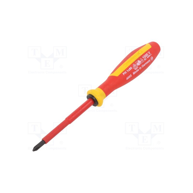 1 pcs x STAHLWILLE - 46653001 - Screwdriver, insulated, Phillips, PH1, Blade length: 80mm, 1kVAC
