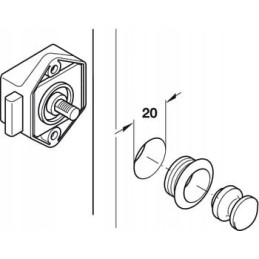 Mini push lock lock, brown button