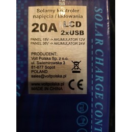 PWM charging regulator 20a 12v 24v 2xusb