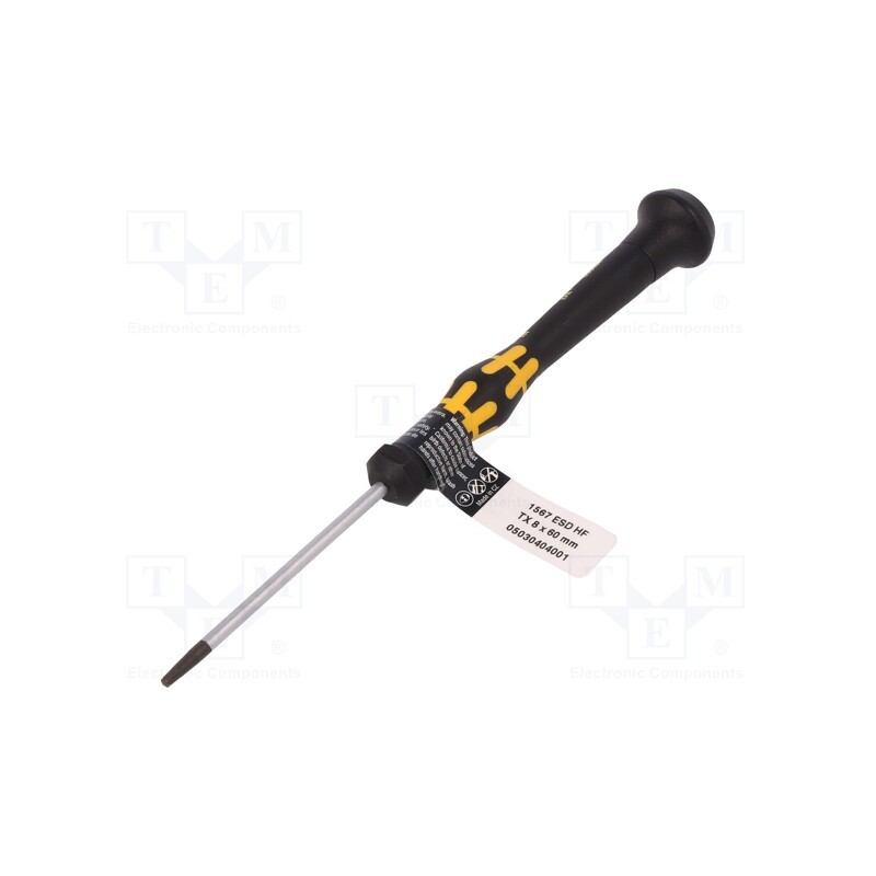 1 pcs x WERA - 5030404001 - Screwdriver, Torx®, precision, TX08, ESD, Blade length: 60mm