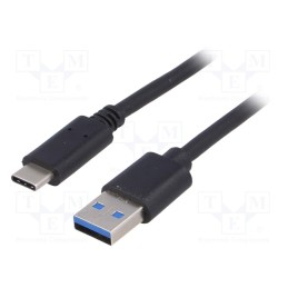 1 pcs x AKYGA - AK-USB-15 - Cable, USB 3.1, USB A plug,USB C plug, nickel plated, 1m, black