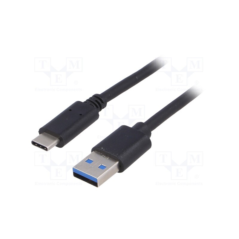1 pcs x AKYGA - AK-USB-15 - Cable, USB 3.1, USB A plug,USB C plug, nickel plated, 1m, black
