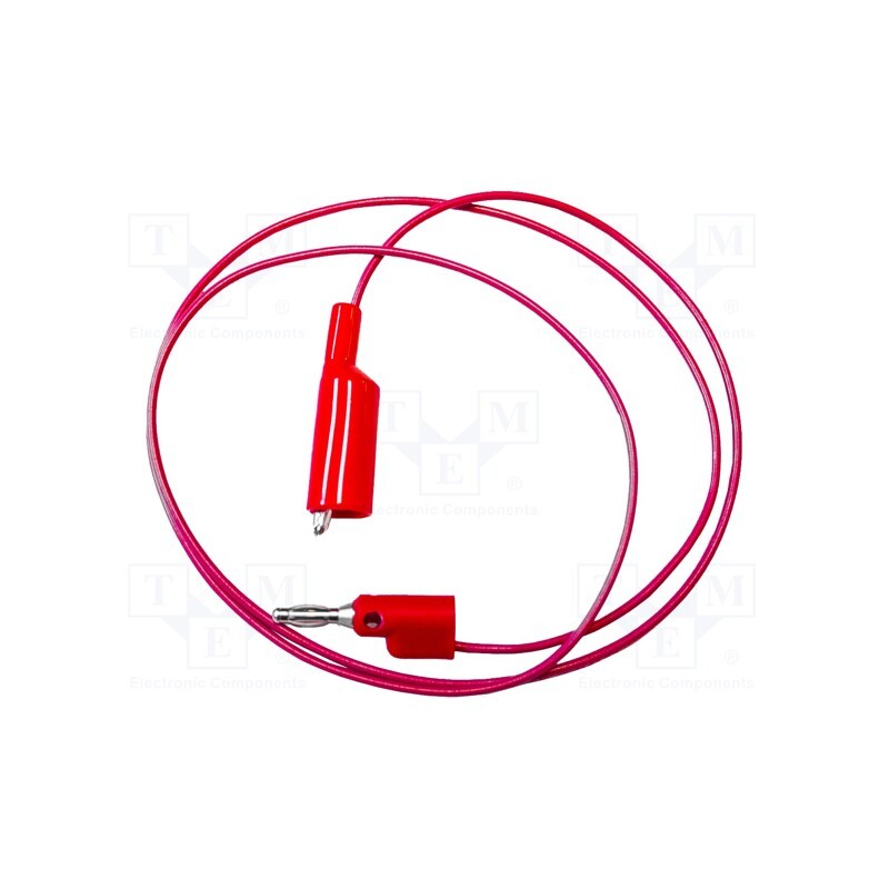 1 pcs x MUELLER ELECTRIC - BU-2030-A-24-2 - Test lead, 5A, banana plug 4mm,aligator clip, Urated: 300V, red