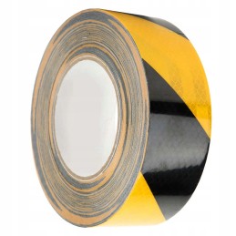 Self-adhesive reflective tape, 25 meters roll, 25 m x 5 cm, yellow, black