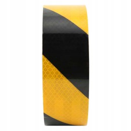 Self-adhesive reflective tape, 25 meters roll, 25 m x 5 cm, yellow, black