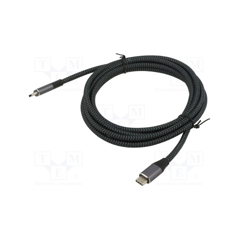 1 pcs x ART - KABUSBC OEM-C1-2 - Cable, USB 3.2, USB C plug,both sides, 2m, white-black, 20Gbps