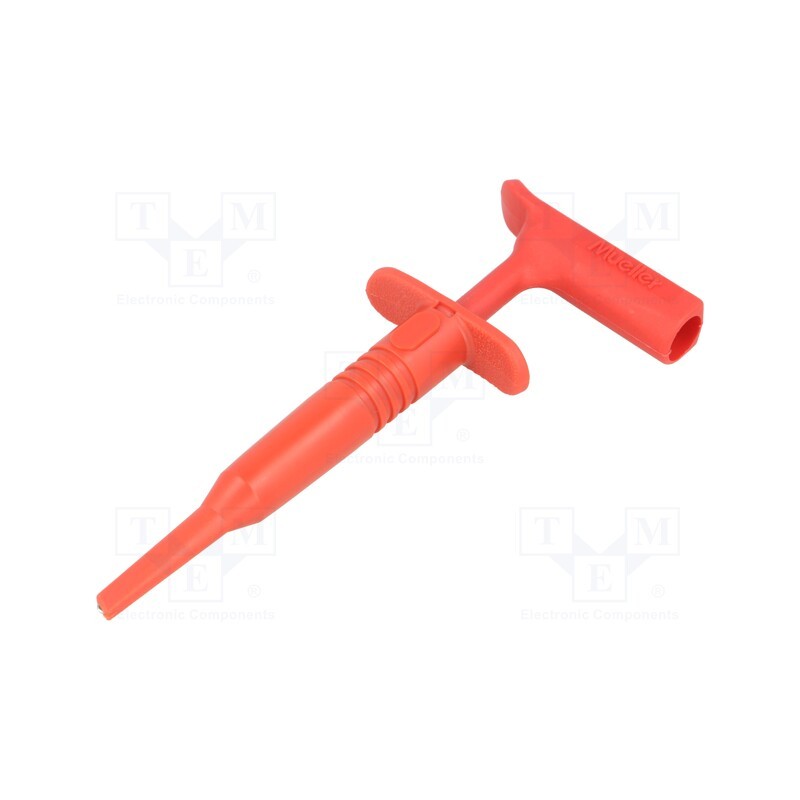 1 pcs x MUELLER ELECTRIC - BU-20431-2 - Clip-on probe, hook type, 15A, 1kVDC, red, Plating: nickel plated