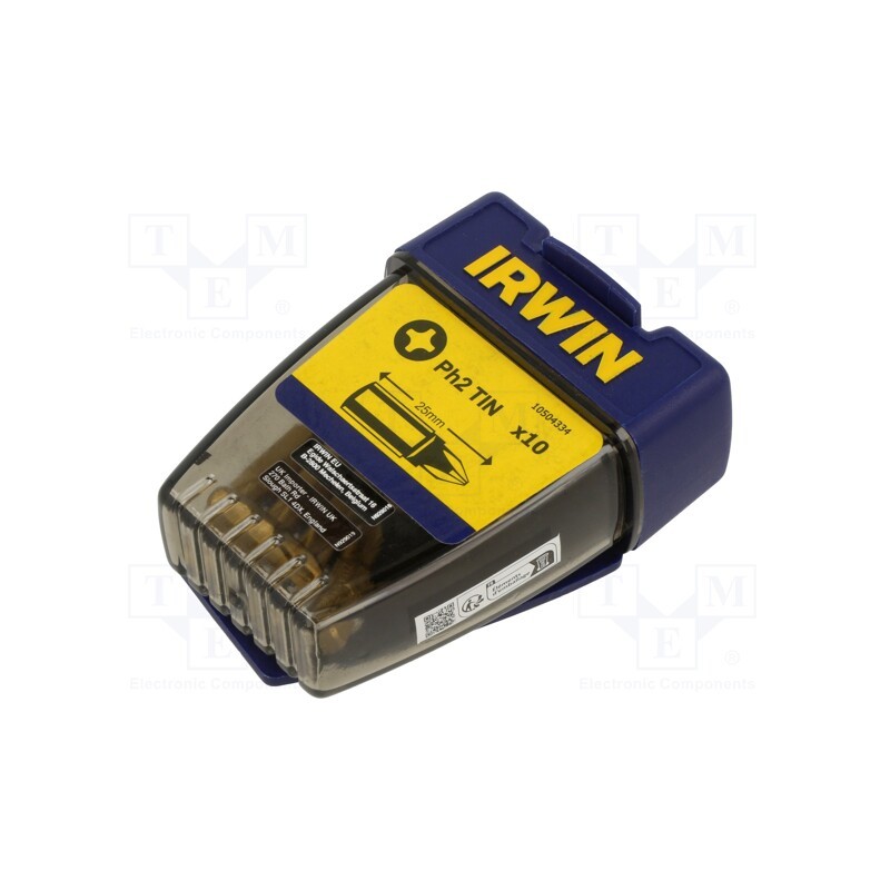 1 pcg x IRWIN - 10504334 - Screwdriver bit, Phillips, PH2, Overall len: 25mm, 10pcs.