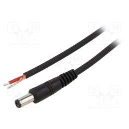 1 pcs x WEST POL - P25-TT-C100-150BK - Cable, 1x1mm2, wires,DC 5,5/2,5 plug, straight, black, 1.5m