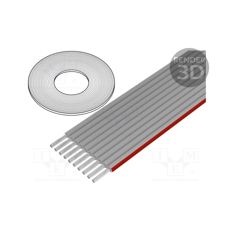 1 rol x BQ CABLE - FLC-10/30-E - Wire: ribbon, 1.27mm, stranded, Cu, unshielded, PVC, grey, 30.5m