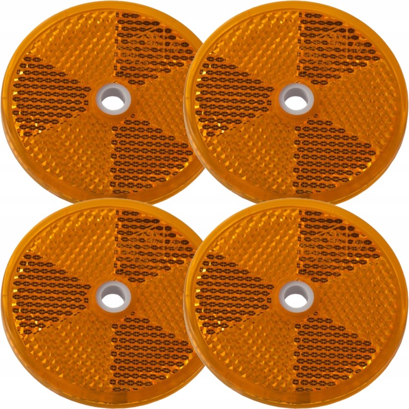 Set of 4x trailer reflectors, yellow, 60mm holes