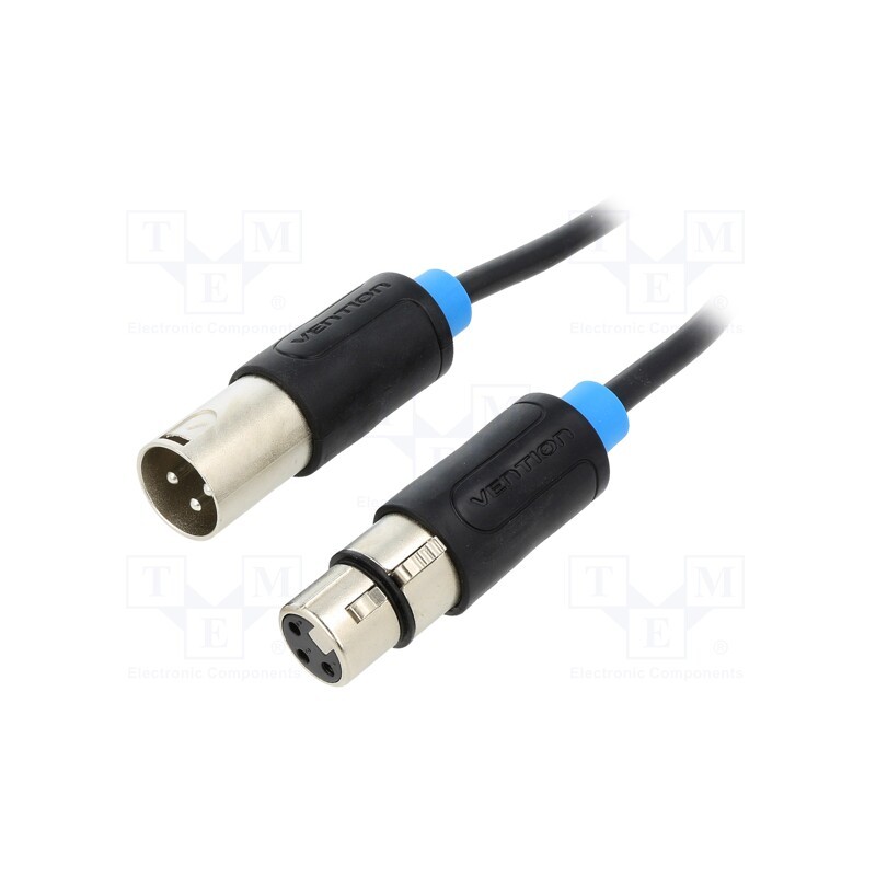 1 pcs x VENTION - BBFBL - Cable, XLR male 3pin,XLR female 3pin, 10m, black, Øcable: 6mm, PVC