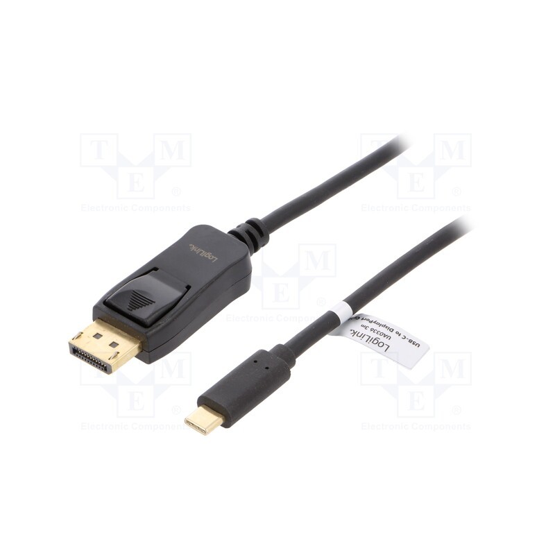 1 pcs x LOGILINK - UA0336 - Adapter, DisplayPort plug,USB C plug, 3m, black, black