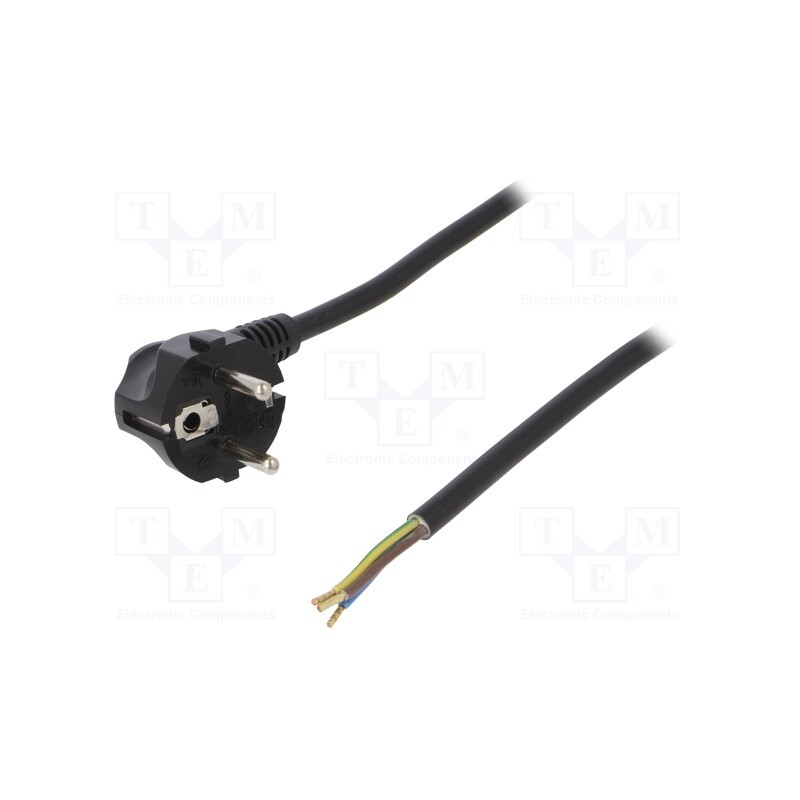 1 pcs x PLASTROL - W-97176 - Cable, 3G1.5mm2, CEE 7/7 (E/F) plug angled,wires,SCHUKO plug