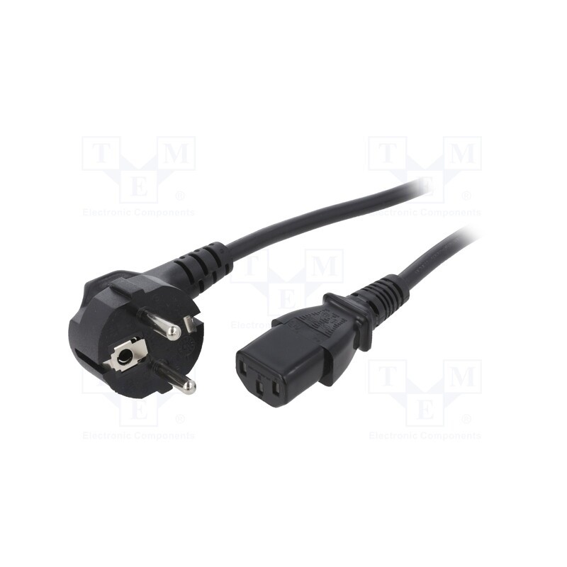 1 pcs x QOLTEC - 50368 - Cable, CEE 7/7 (E/F) plug angled,IEC C13 female, 1.5m, black
