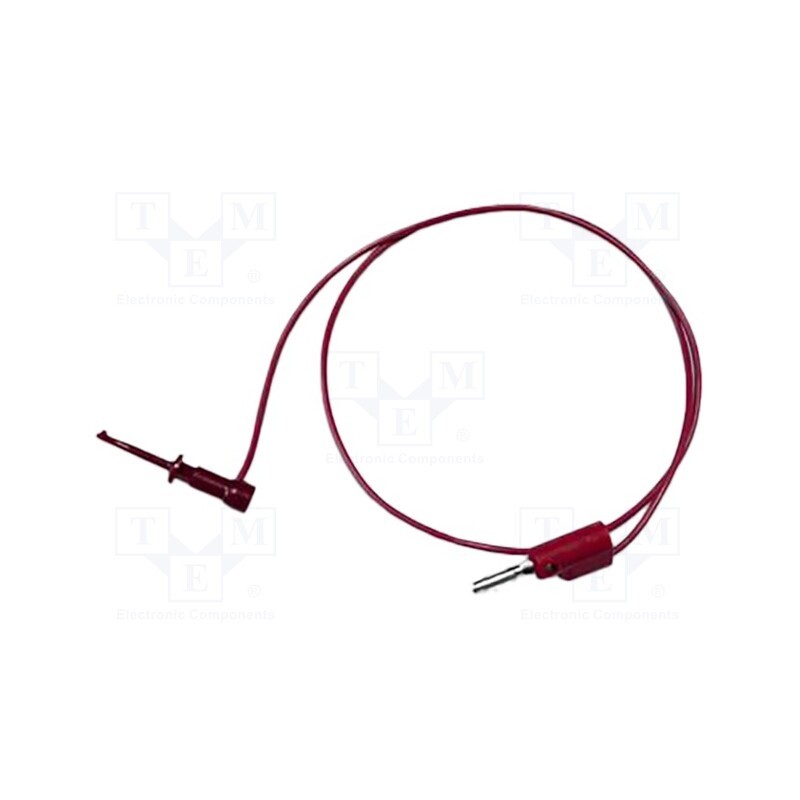 1 pcs x MUELLER ELECTRIC - BU-1420-A-12-2 - Test lead, 3A, clip-on hook probe,banana plug 4mm, Urated: 300V