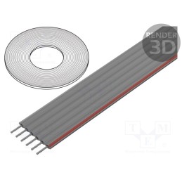 1 rol x CONNFLY - DS1057-01-06A282R-30.5 - Wire: ribbon, 1mm, stranded, Cu, PVC, grey, 30.5m, 6x28AWG