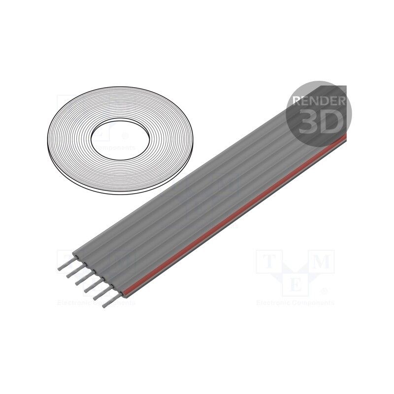 1 rol x CONNFLY - DS1057-01-06A282R-30.5 - Wire: ribbon, 1mm, stranded, Cu, PVC, grey, 30.5m, 6x28AWG