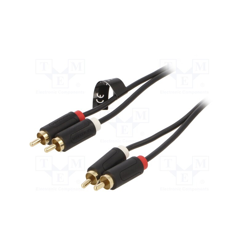 1 pcs x VENTION - BCMBI - Cable, RCA plug x2,both sides, 3m, Plating: gold-plated, black