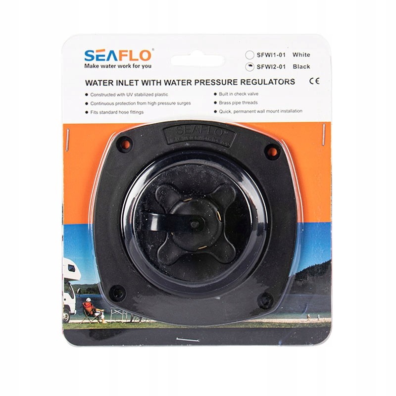 Water inlet with filter and pressure regulation 117mm