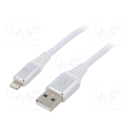 1 pcs x GEMBIRD - CC-USB2B-AMLM-1M-BW2 - Cable, USB 2.0, Apple Lightning plug,USB A plug, gold-plated, 1m