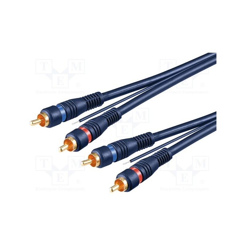 1 pcs x Goobay - 50175 - Cable, RCA plug x2,control,both sides, 5m, Plating: gold-plated