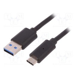 1 pcs x QOLTEC - 50491 - Cable, USB 3.0, USB A plug,USB C plug, 1.2m