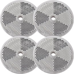 Set of four white reflectors, diameter 60 mm, with holes