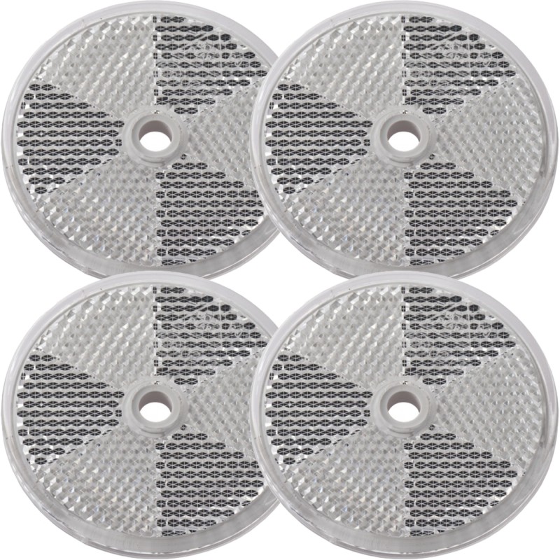 Set of four white reflectors, diameter 60 mm, with holes