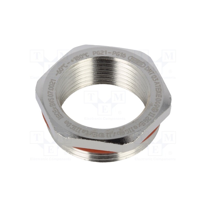 1 pcs x HUMMEL - 1.079.2116.01 - Reduction of threads for glands, Int.thread: PG16, brass, nickel