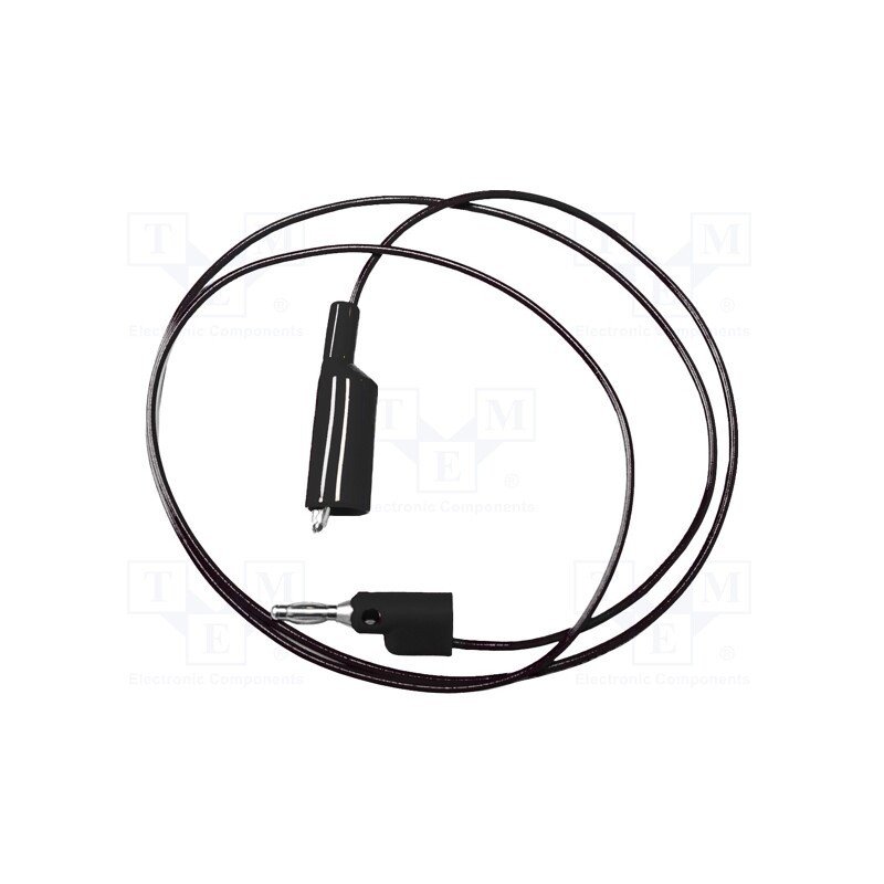 1 pcs x MUELLER ELECTRIC - BU-2030-A-48-0 - Test lead, 5A, banana plug 4mm,aligator clip, Urated: 300V, black