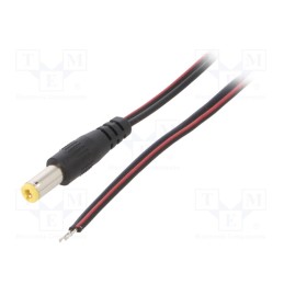 1 pcs x SUNNY - ECP08F2555STST - Cable, 2x0.5mm2, wires,DC 5,5/2,5 plug, straight, black, 0.8m