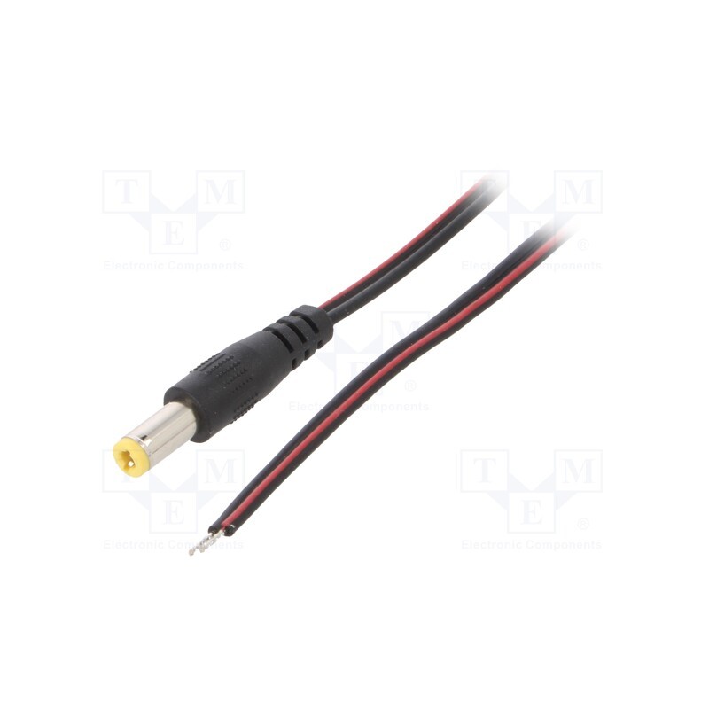 1 pcs x SUNNY - ECP08F2555STST - Cable, 2x0.5mm2, wires,DC 5,5/2,5 plug, straight, black, 0.8m