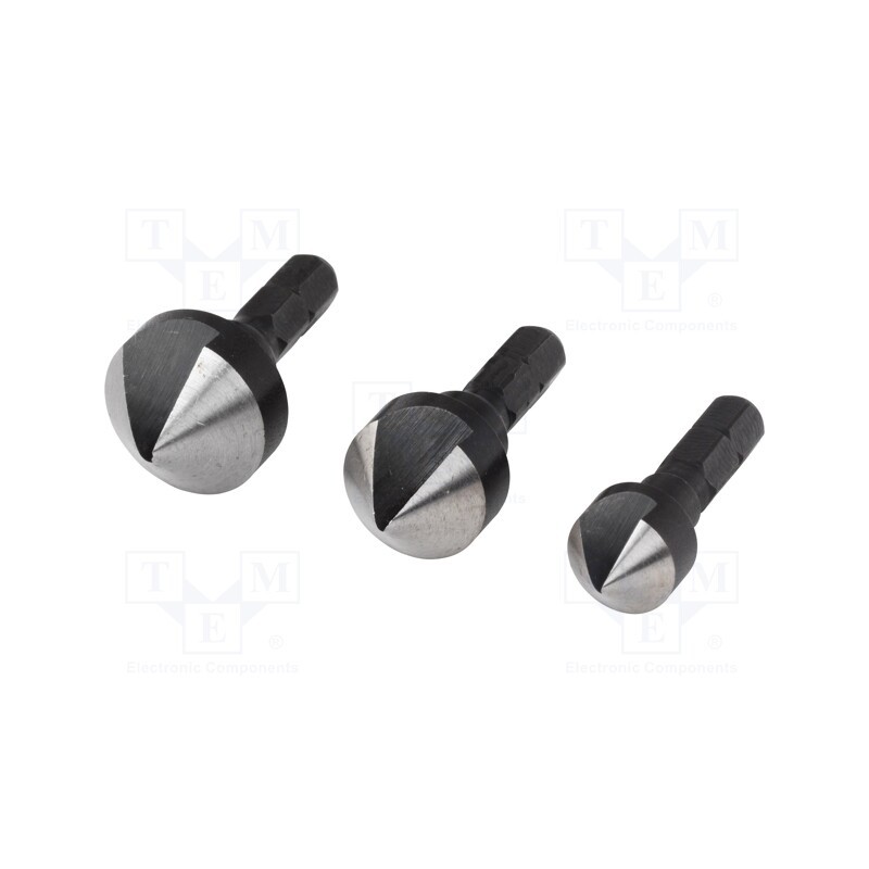 1 set x WOLFCRAFT - 2584000 - Countersink, 12mm,16mm,19mm, wood,metal,plastic, tool steel