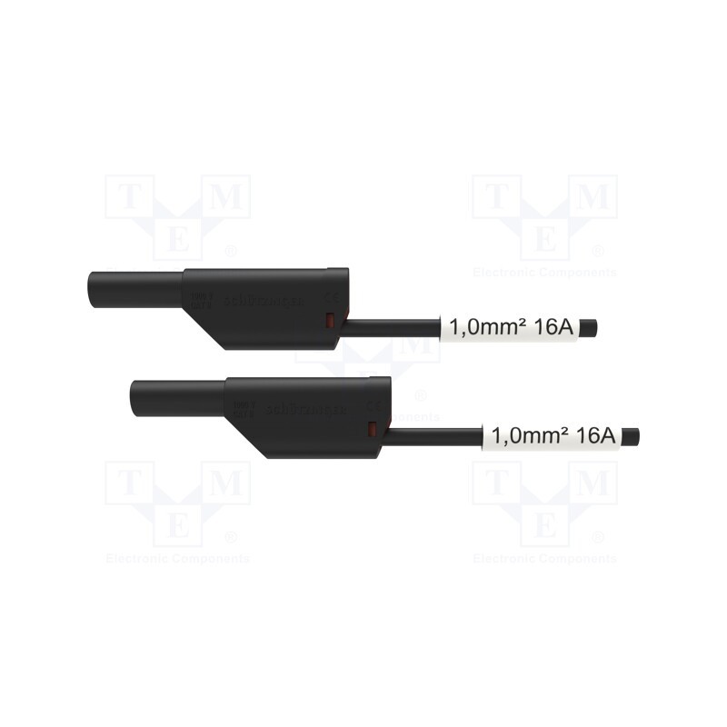 1 pcs x SCHu00dcTZINGER - VSFK 8500 / SIL1 / 150 / SW - Test lead, 16A, banana plug 4mm,both sides, Urated: 1kV, Len: 1.5m